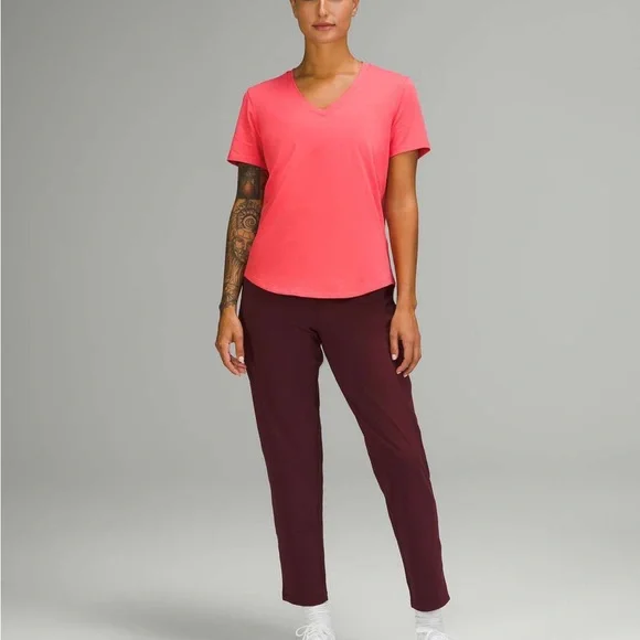 lululemon athletica V-Neck Short Sleeve Top - Pale Raspberry - Picture 4 of 7